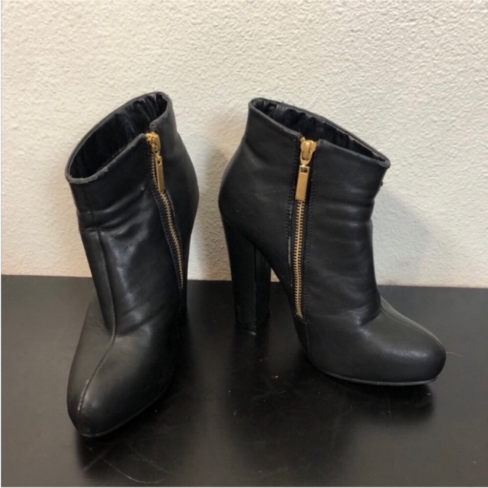Express Black Faux Leather Heeled Boots